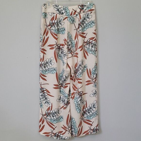 ASOS River Island Pant Womens 10 High Waist Wide Leg Palazzo Tropical Floral - Picture 2 of 4